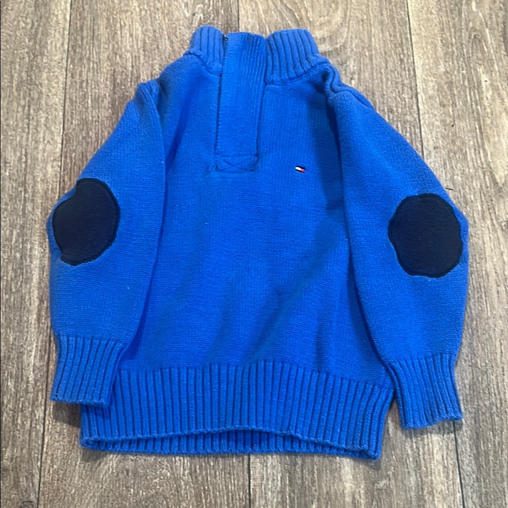 Tommy Hilfiger Blue cotton Sweater with Elbow Patches
